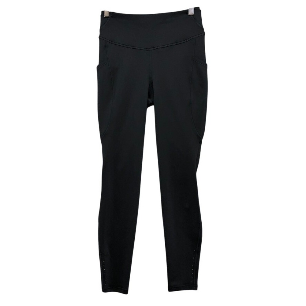 Lululemon Fast and Free Leggings Womens 6 Black Nulux High Rise Fleece Pockets